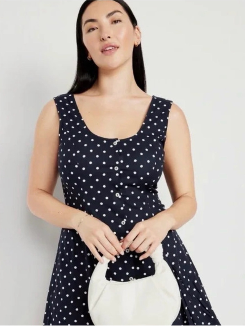 Old Navy Navy Polka Dot Tie-Front Sleeveless Dress